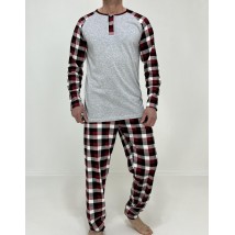 Men's pajamas Nico jacket + checkered pants 58-60 Gray 51186698-3
