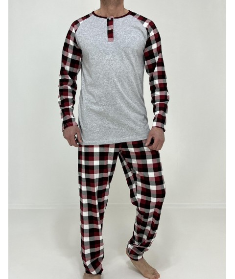 Men's pajamas Nico jacket + checkered pants 54-56 Gray 51186698-2