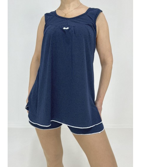 Women's set with small polka dots (T-shirt + shorts) 46-48 Blue 15348579-1