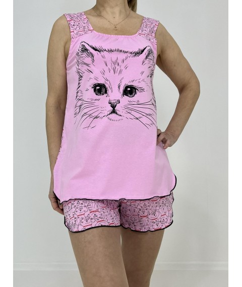 Комплект женский Кот (майка + шорты) 48-50 Розовый 66620606-2