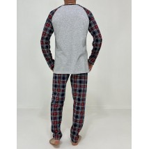 Пижама мужская Denis кофта + штаны в клетку 50-52 Серая 31711113-1