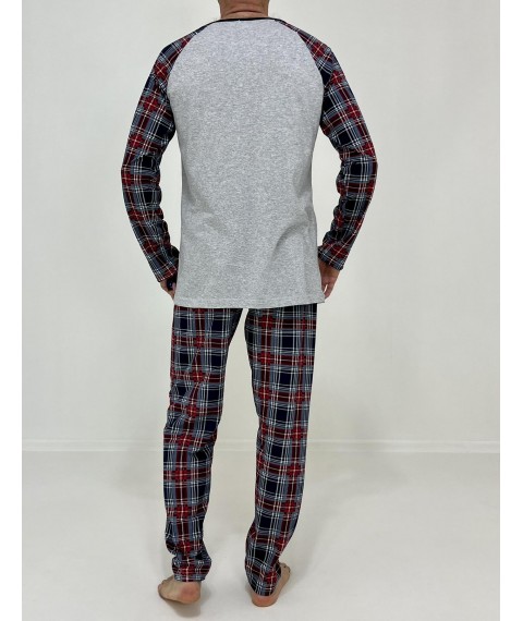 Пижама мужская Denis кофта + штаны в клетку 54-56 Серая 31711113-2