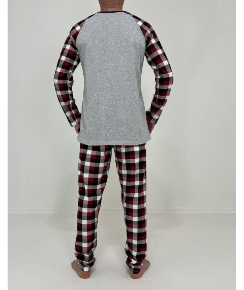 Пижама мужская Nico кофта + штаны в клетку 50-52 Серая 51186698-1