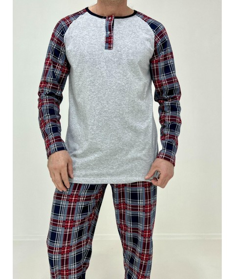 Men's pajamas Denis jacket + checkered pants 54-56 Gray 31711113-2