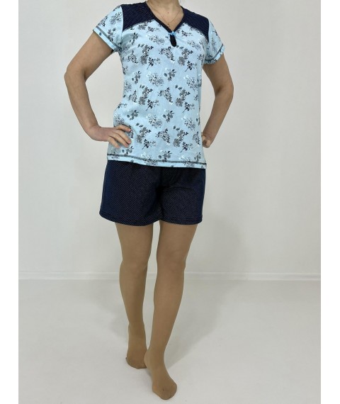 Домашній жіночий комплект Татьяна (футболка + шорти) 54-56 Блакитний-синій 90575952-2