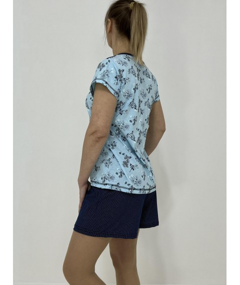 Домашній жіночий комплект Татьяна (футболка + шорти) 50-52 Блакитний-синій 90575952-1