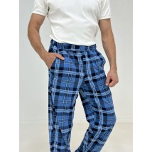 Штаны мужские утепленные клетка Triko 58-60 Голубые (86095442-3)