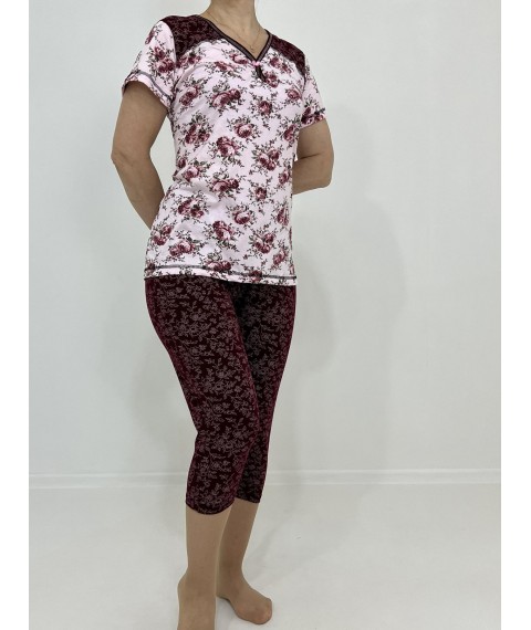 Домашній жіночий комплект Julia (футболка + бриджі) 54-56 Рожевий 96031779-3