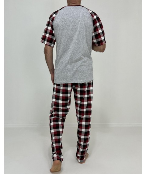 Men's pajamas Nico T-shirt + checkered pants 54-56 Gray 83676857-2