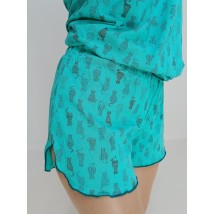 Пижама женская бирюзовая  костюм Котики (майка + шорты) 54-56 (40814202-3)