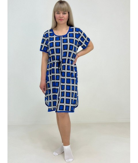Халат домашній в клітинку Куліска Triko 54-56 Синій (68454641-3)