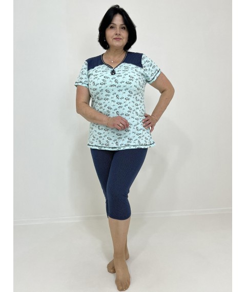 Жіночий домашній комплект Nonna (футболка + бриджі) 58-60 Бірюзовий 30047886-3