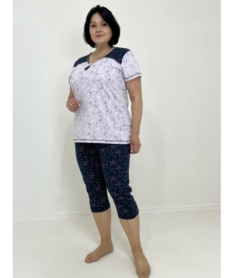 Жіночий домашній комплект Valentina (футболка + бриджі) 58-60 Синьо-бузковий 74218859-3