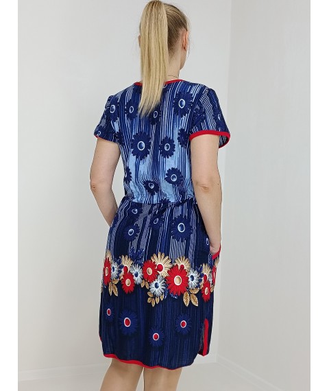 Women's robe drawstring print flowers 46-48 Blue (31080551-1)