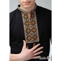 Black men's embroidered T-shirt in modern style “Ataman (golden embroidery)”