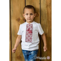 Classic embroidered T-shirt for a boy with a red ornament "Delicate geometry"
