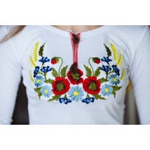 Women's embroidered shirt with long sleeves in white "Wreath with spikelets"