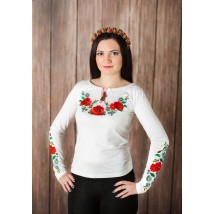 Классическая женская белая вышиванка с цветочным орнаментом «Украинская краски» XL