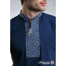 Classic men's T-shirt with embroidery “Cossack (blue embroidery)” M