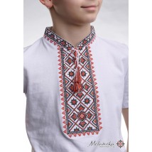 Вышитая футболка для мальчика с коротким рукавом «Звездное сияние (красная вышивка)»