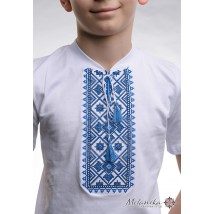Besticktes Hemd f?r einen Jungen mit V-Ausschnitt "Star shine (blaue Stickerei)"