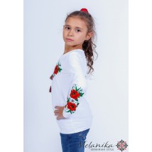 Embroidered T-shirt for girls with long sleeves with poppies on the chest “Poppy Field” 92