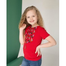 Embroidered T-shirt for a girl in red "Bereginya" 92