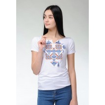Women's short-sleeve T-shirt in white with original embroidery "Elegy" 3XL
