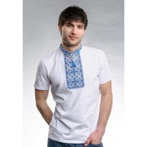 Youth T-shirt for men in ethnic style “Star shine (blue embroidery)” L