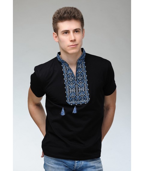 Stylish black men's embroidered T-shirt “King Danilo (blue embroidery)” XXL