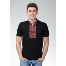 Мужская футболка с коротким рукавом черного цвета машинной вышивки «Атаманская» S