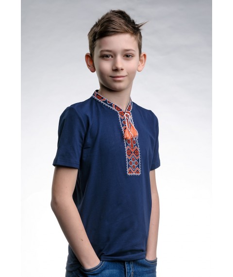 Children's T-shirt with embroidery with short sleeves “Cossack (red embroidery)” 152