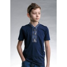 Classic children's T-shirt with embroidery “Cossack (blue embroidery)” 140