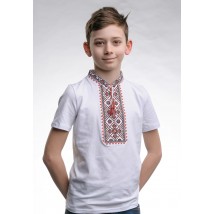Вышитая футболка для мальчика с коротким рукавом «Звездное сияние (красная вышивка)» 116