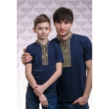 Комплект вышитых футболок для отца и сына «Казацкая (зеленая вышивка)»