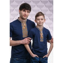 Комплект вышитых футболок для отца и сына «Казацкая (золотая вышивка)»
