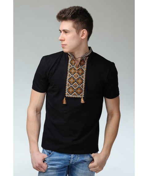 Black men's embroidered T-shirt in modern style “Ataman (golden embroidery)” 3XL