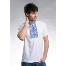 Молодежная футболка для мужчины в этно стиле «Звездное сияние (синяя вышивка)» XXL
