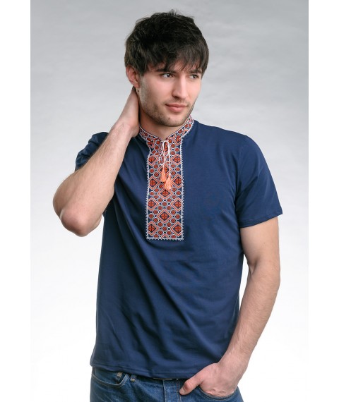 Men's T-shirt with short sleeve embroidery “Cossack (red embroidery)”