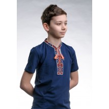 Детская футболка с вышивкой с коротким рукавом «Казацкая (красная вышивка)» 158