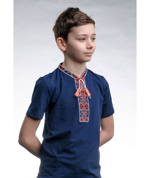 Children's T-shirt with embroidery with short sleeves "Cossack (red embroidery)" 122