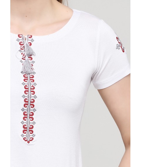 Stylish embroidered T-shirt for summer with cherry embroidery "Tenderness"