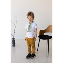Вышитая футболка для мальчика с коротким рукавом Дем'янчик (зеленая вышивка) 134