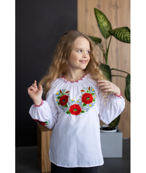 Embroidered shirt for girls with puff sleeves “Makiv Tsvit” 158/164