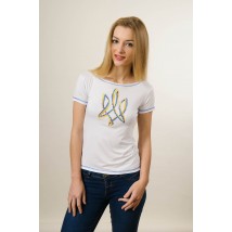 Women's patriotic embroidered white T-shirt "Trident"