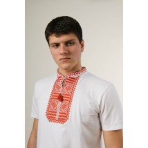 Men's embroidered T-shirt with short sleeves in white "Satin (red embroidery)"