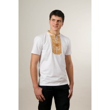 Повседневная мужская футболка с коротким рукавом в белом цвете «Гладь (золотая вышивка)»