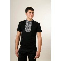 Stylish men's embroidered T-shirt for the summer in the patriotic style "Smooth (gray ornament)"