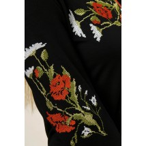 Embroidered women's tunic in black with long sleeves "Field bouquet"
