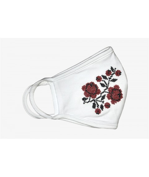 Embroidered protective mask white